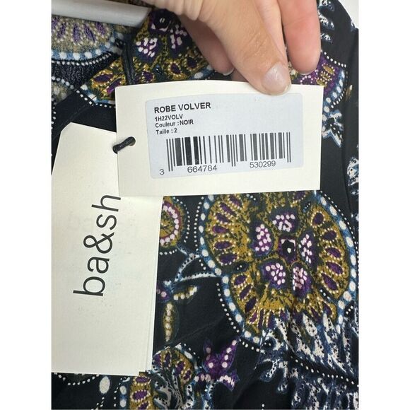 BA&SH Women's M Volver Elbow Sleeve Mini Dress Black Paisley Boho Western Flowy - Picture 6 of 12